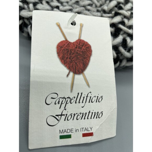 Cappellificio Fiorentino cap hat beret style knit Black white Made in Italy New - Picture 6 of 7